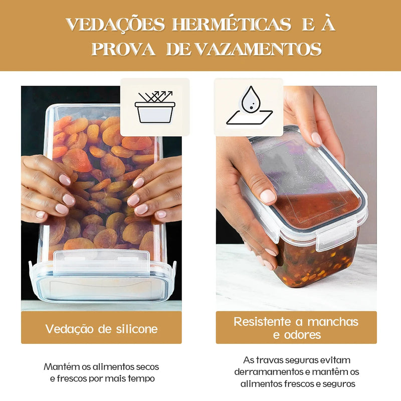 Kit de Potes herméticos para armazenamento de alimentos - 10 unidades