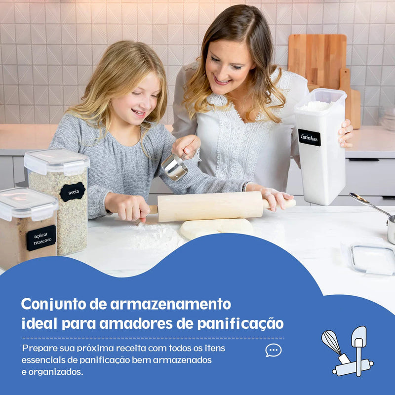 Kit de Potes herméticos para armazenamento de alimentos - 10 unidades