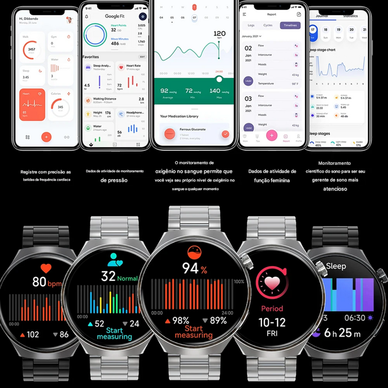 Relógio inteligente GPS masculino