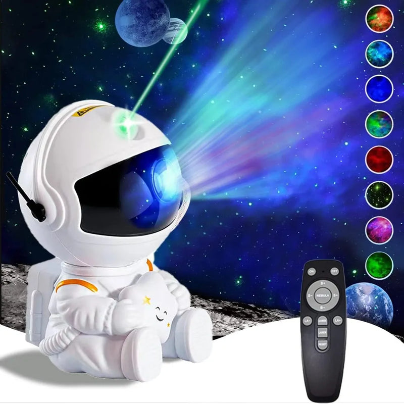 Luminária Infantil Astronauta Projetor  De Luz Galáxia