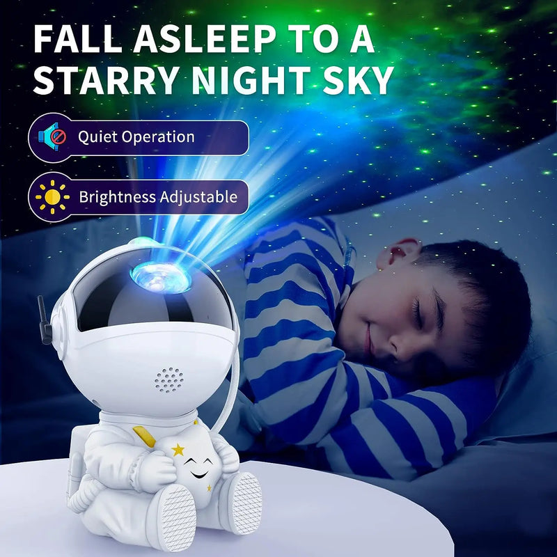 Luminária Infantil Astronauta Projetor  De Luz Galáxia