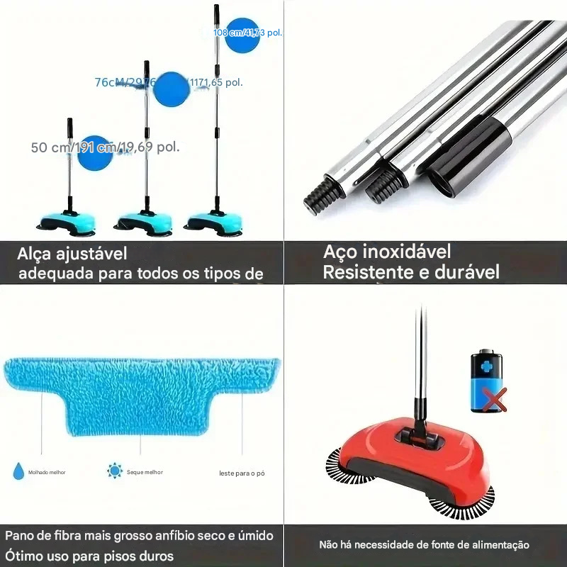 Kit 3 em 1 Vassoura Aspiradora Eficiente