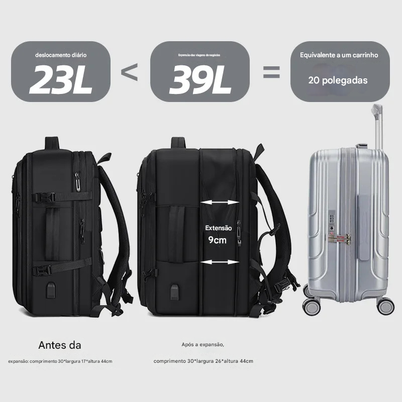 Nova Mochila Multifuncional Portátil Recarregável Extensível